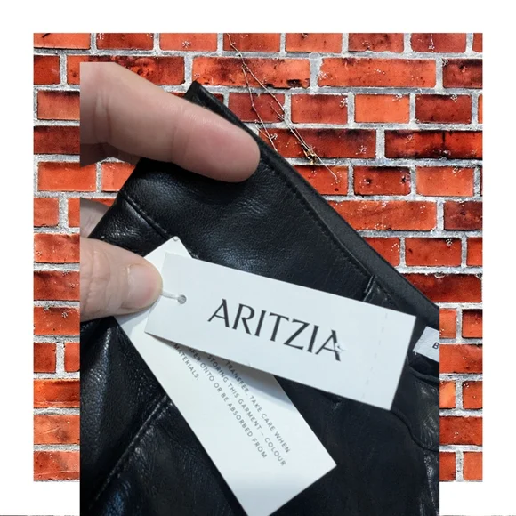 NWT Babaton Aritzia Wide Leg Flare Black Faux Leather Pants Size 10 - Picture 9 of 12